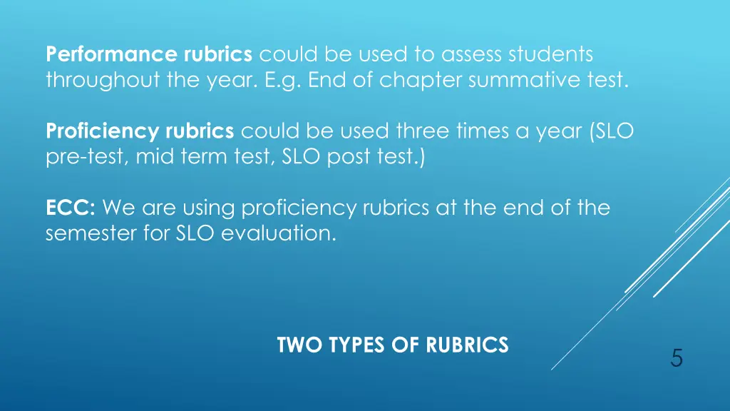 performance rubrics could be used to assess