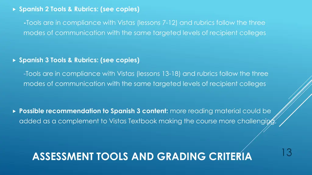 spanish 2 tools rubrics see copies