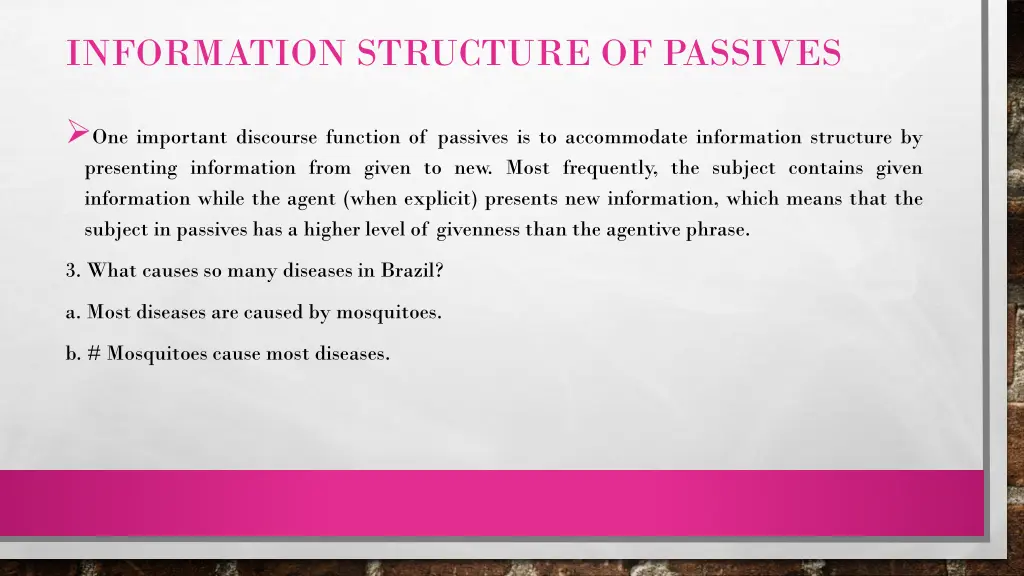 information structure of passives