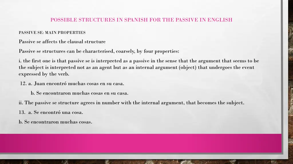 possible structures in spanish for the passive 1