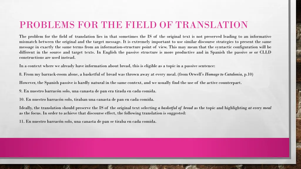 problems for the field of translation