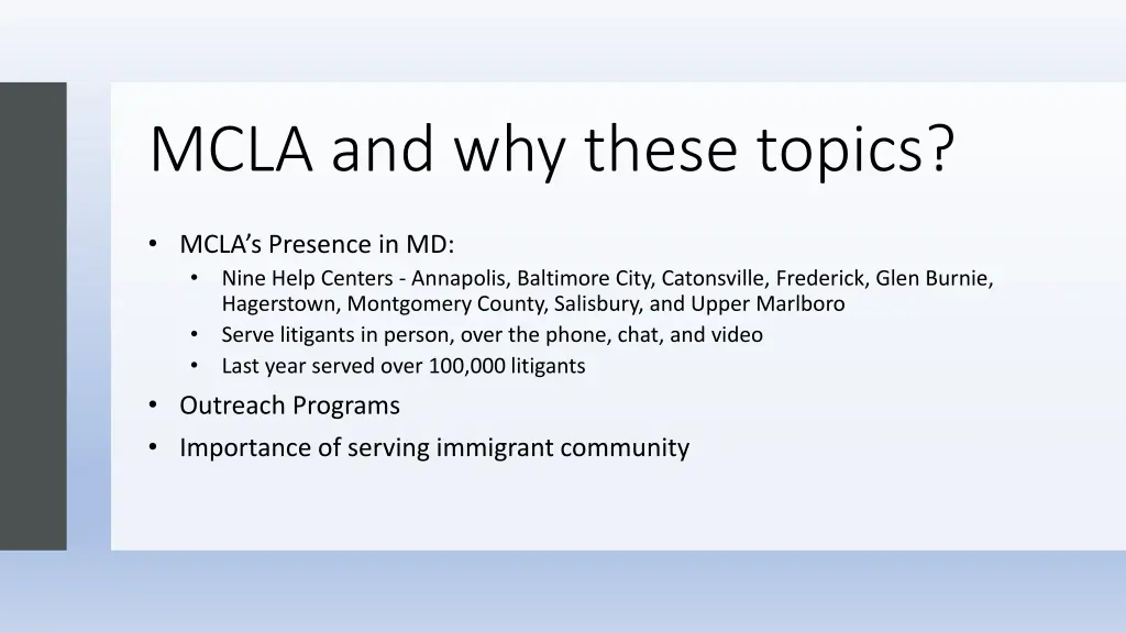 mcla and why these topics