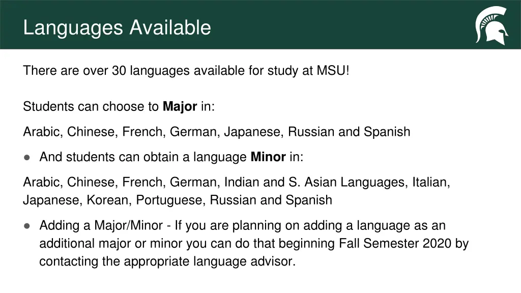 languages available