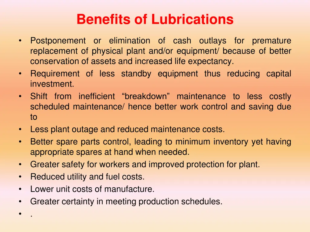 benefits of lubrications