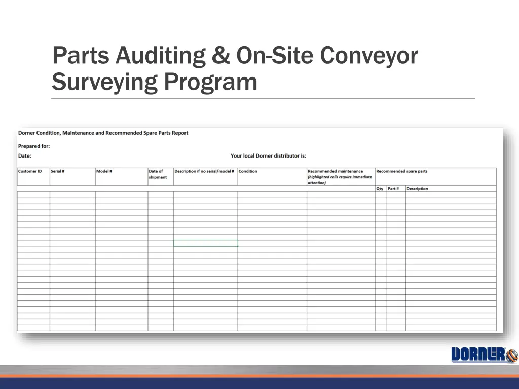 parts auditing on site conveyor surveying program 2