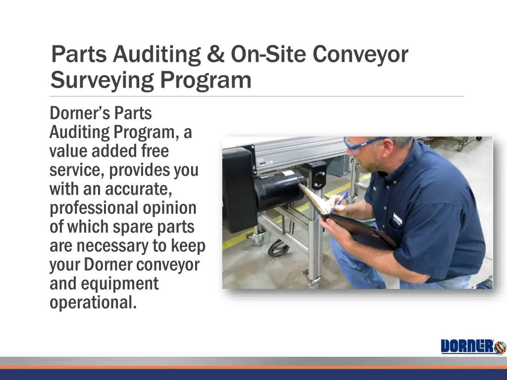 parts auditing on site conveyor surveying program