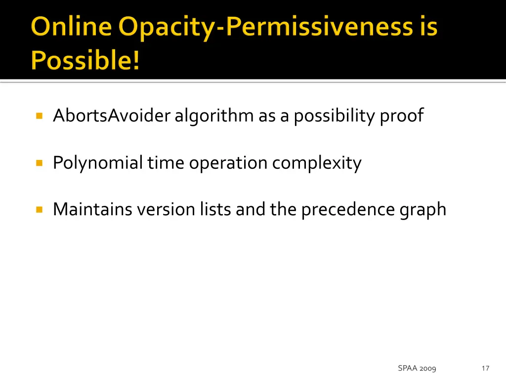 abortsavoideralgorithm as a possibility proof