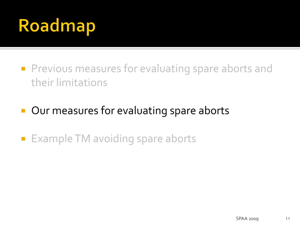 previous measures for evaluating spare aborts 2