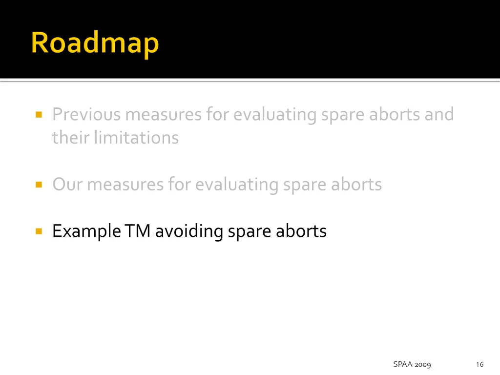 previous measures for evaluating spare aborts 3