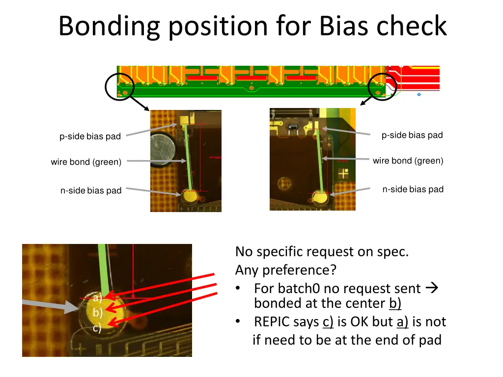 bonding position for bias check