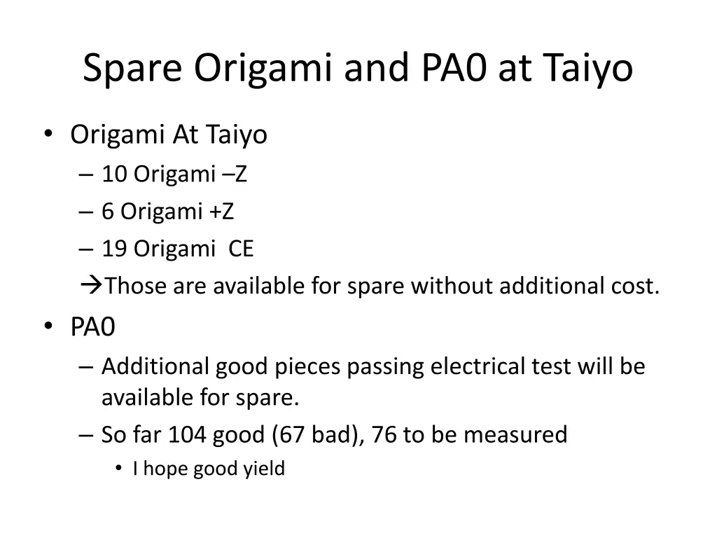 spare origami and pa0 at taiyo