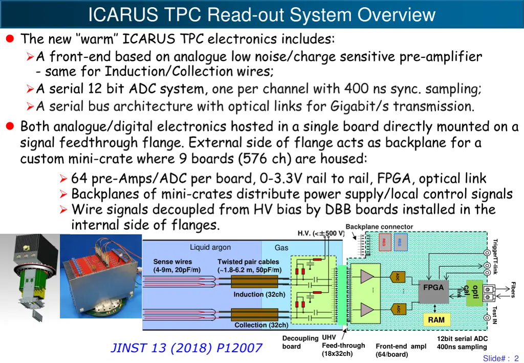 icarus tpc read out system overview the new warm