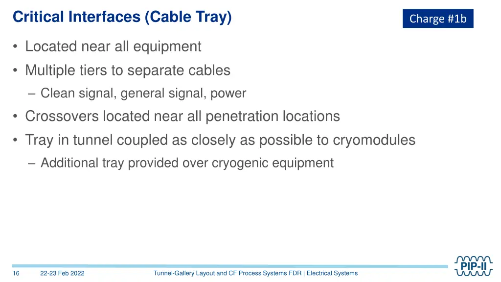 critical interfaces cable tray