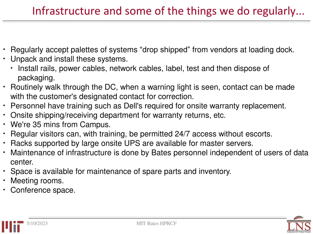 infrastructure and some of the things