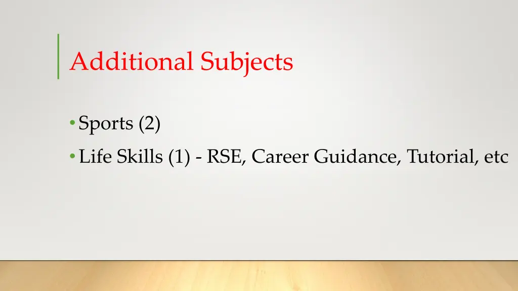 additional subjects