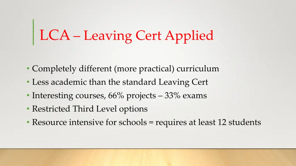 lca leaving cert applied