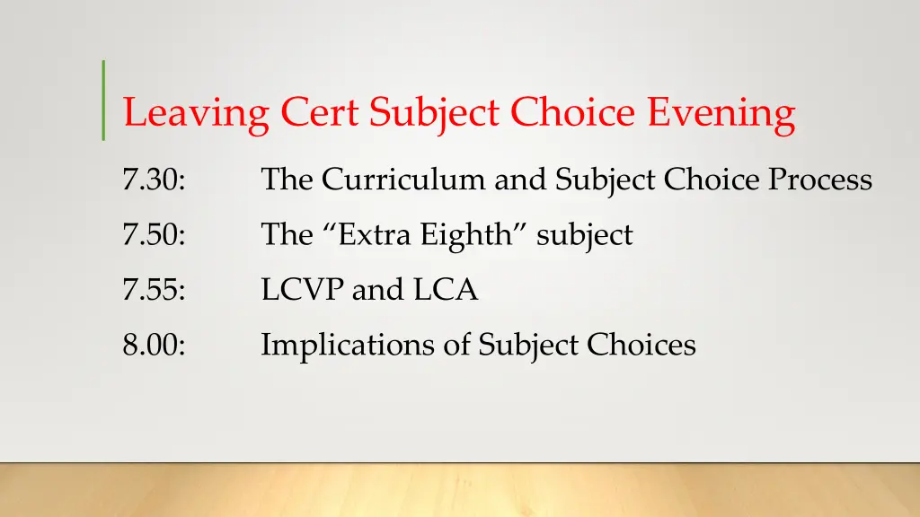 leaving cert subject choice evening 1