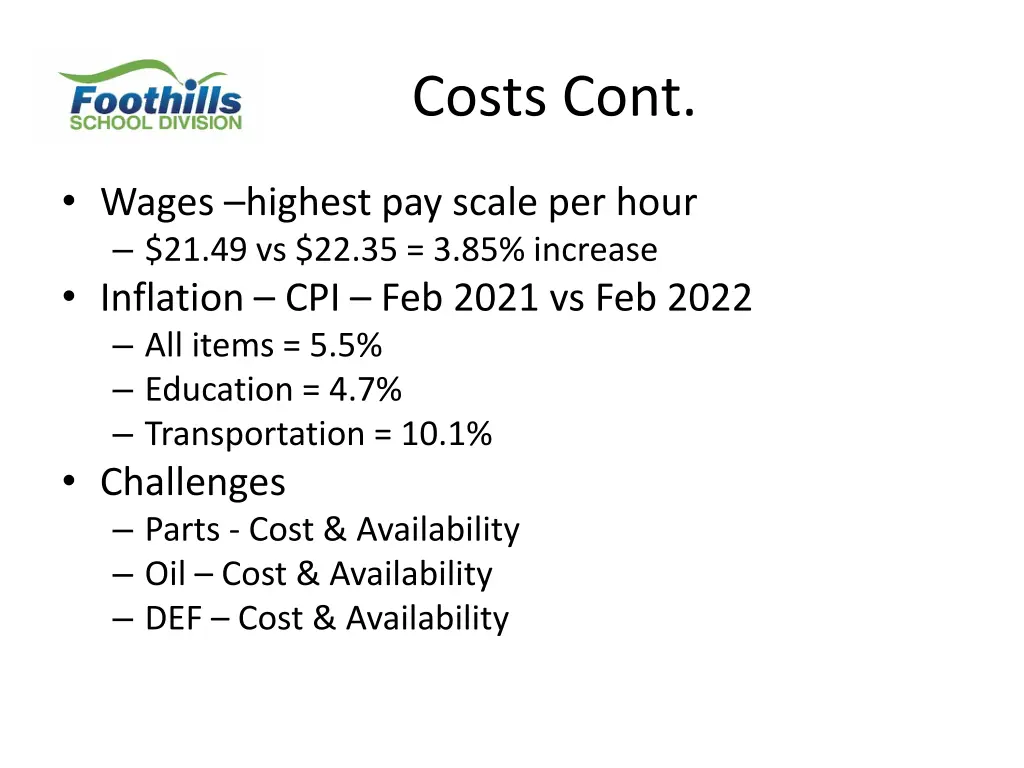 costs cont 1