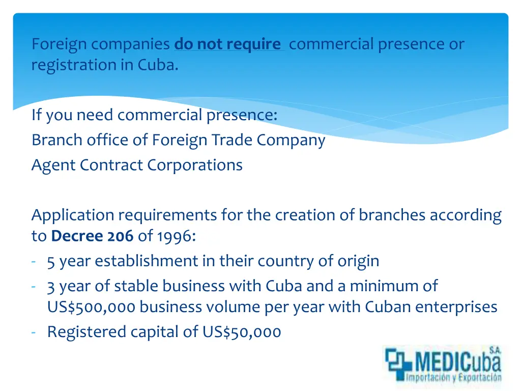 foreign companies do not require commercial