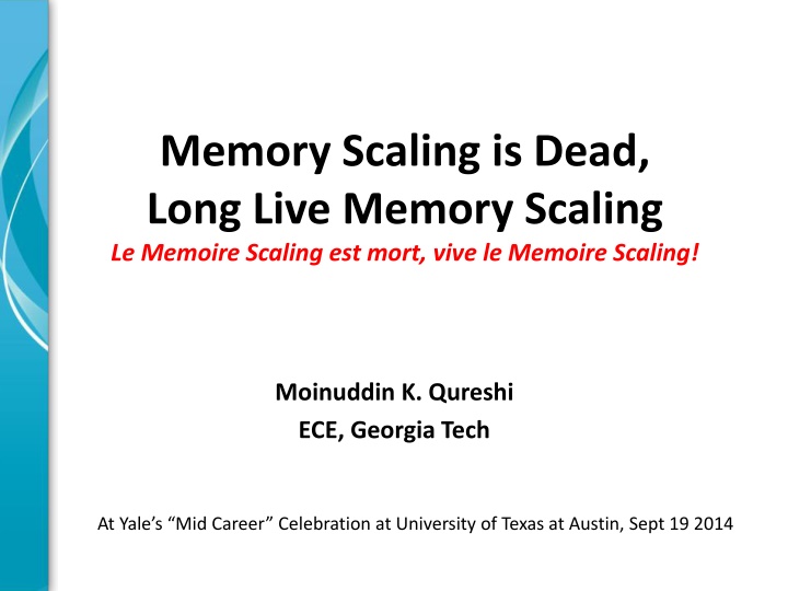 memory scaling is dead long live memory scaling