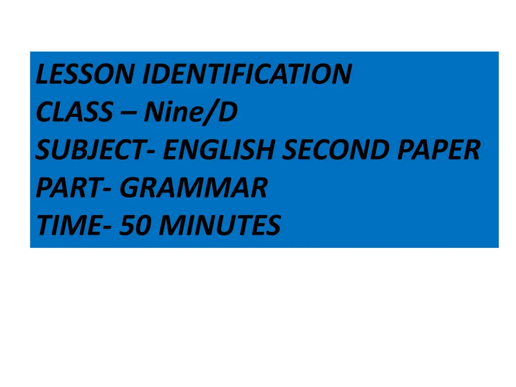 lesson identification class nine d subject