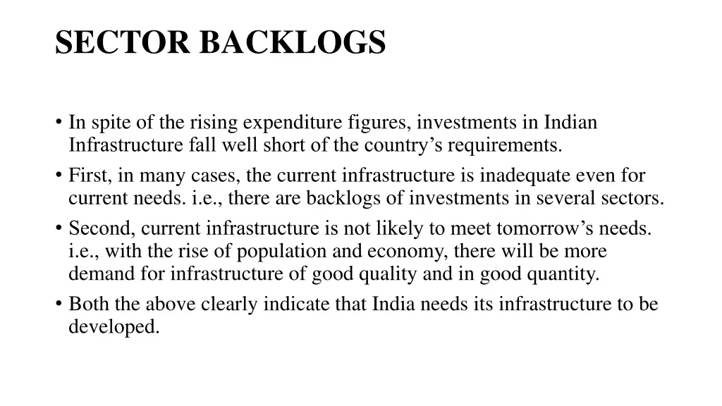 sector backlogs