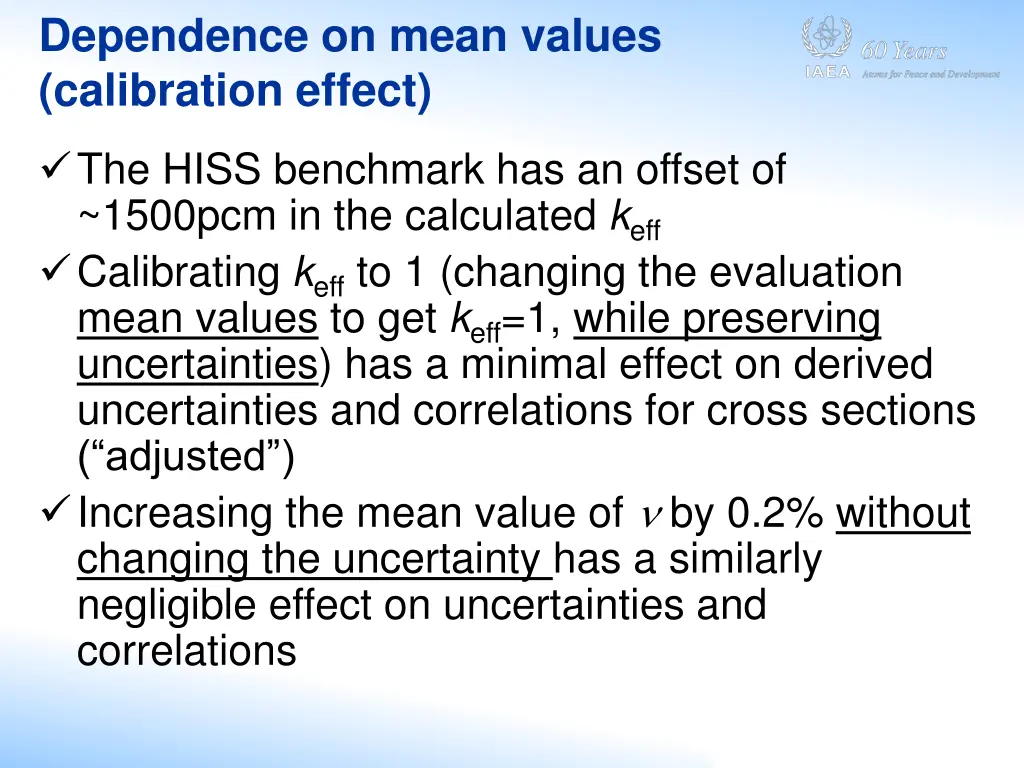 dependence on mean values calibration effect