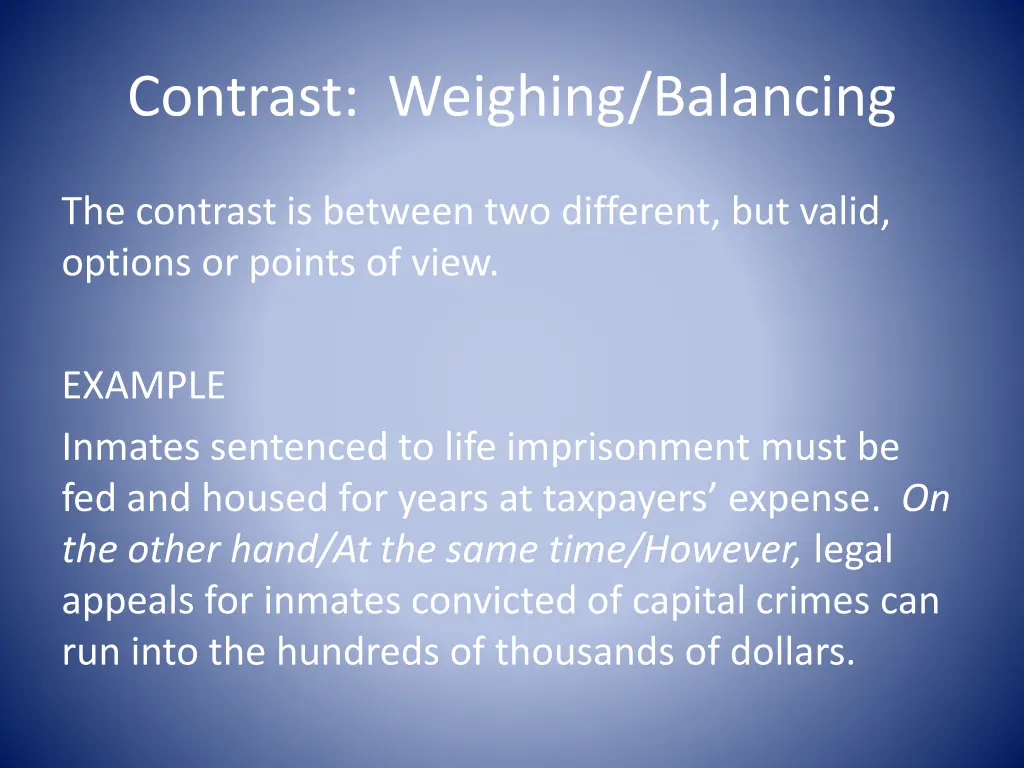 contrast weighing balancing