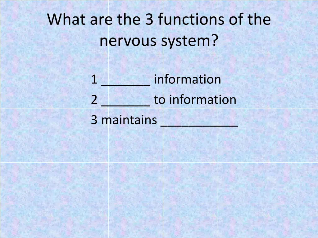 what are the 3 functions of the nervous system 1