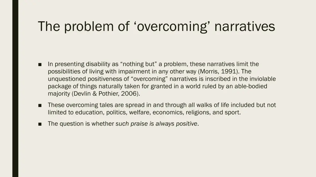 the problem of overcoming narratives