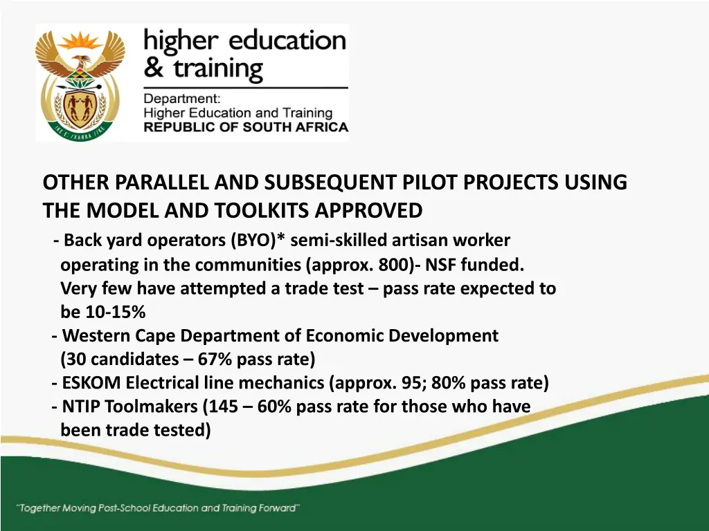 other parallel and subsequent pilot projects