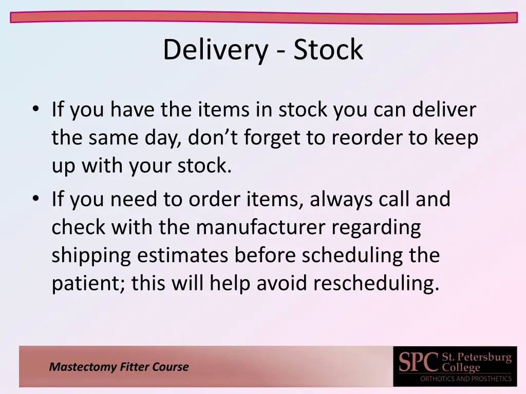 delivery stock