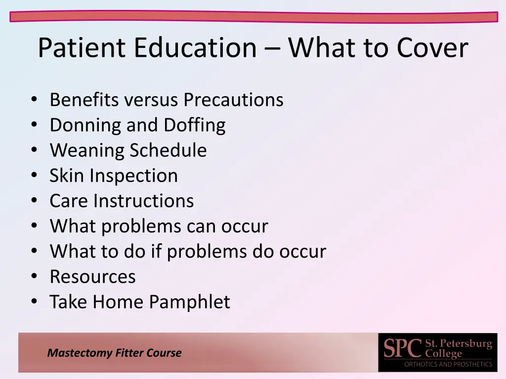 patient education what to cover