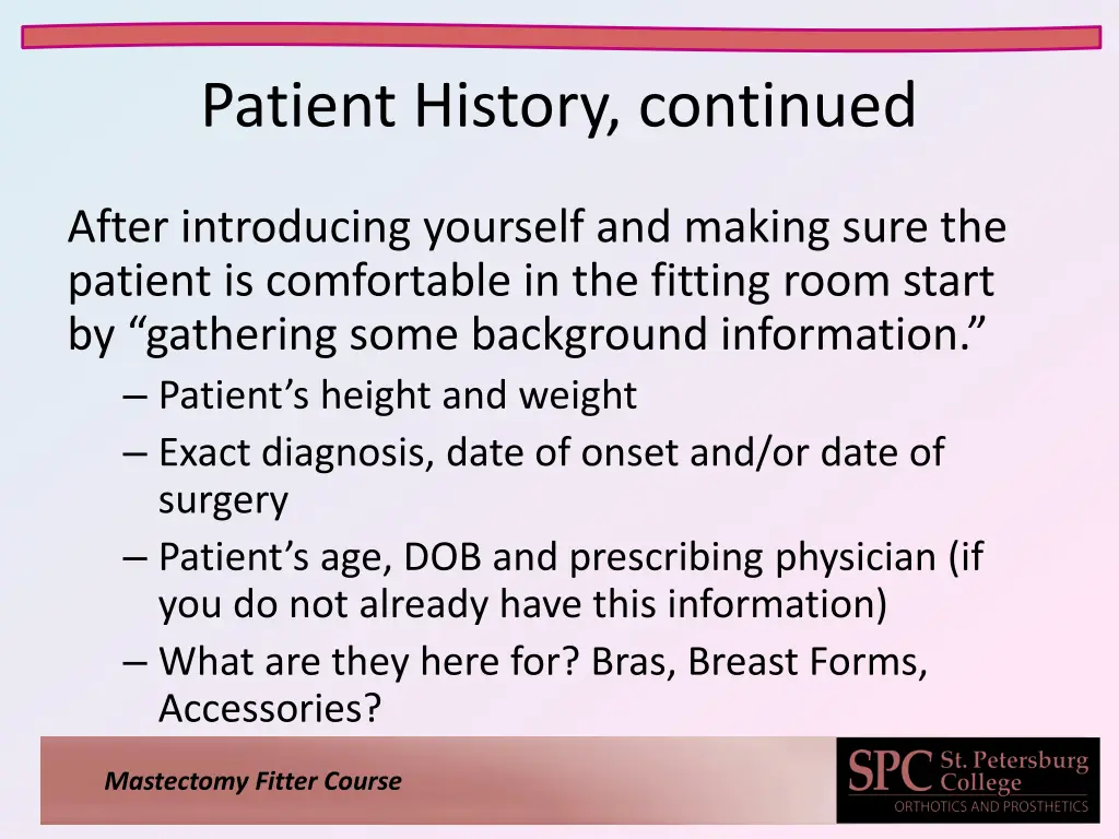 patient history continued