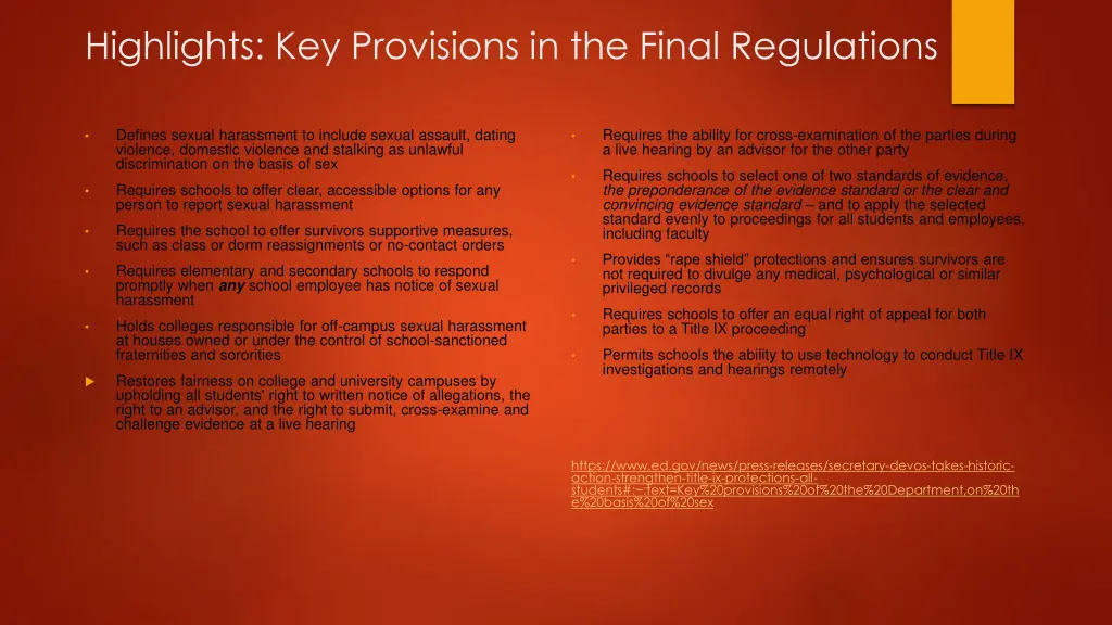 highlights key provisions in the final regulations