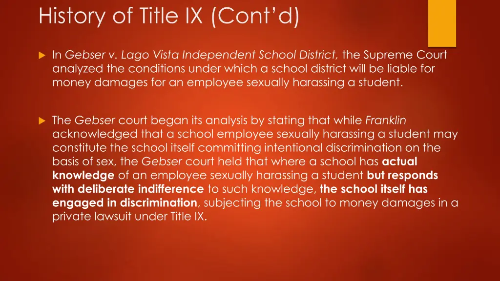 history of title ix cont d