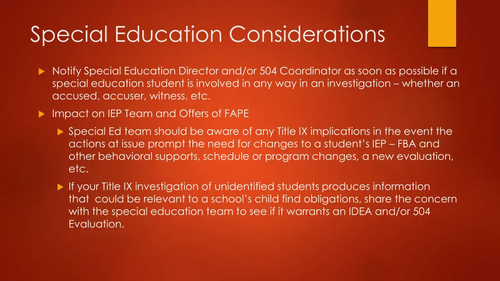 special education considerations