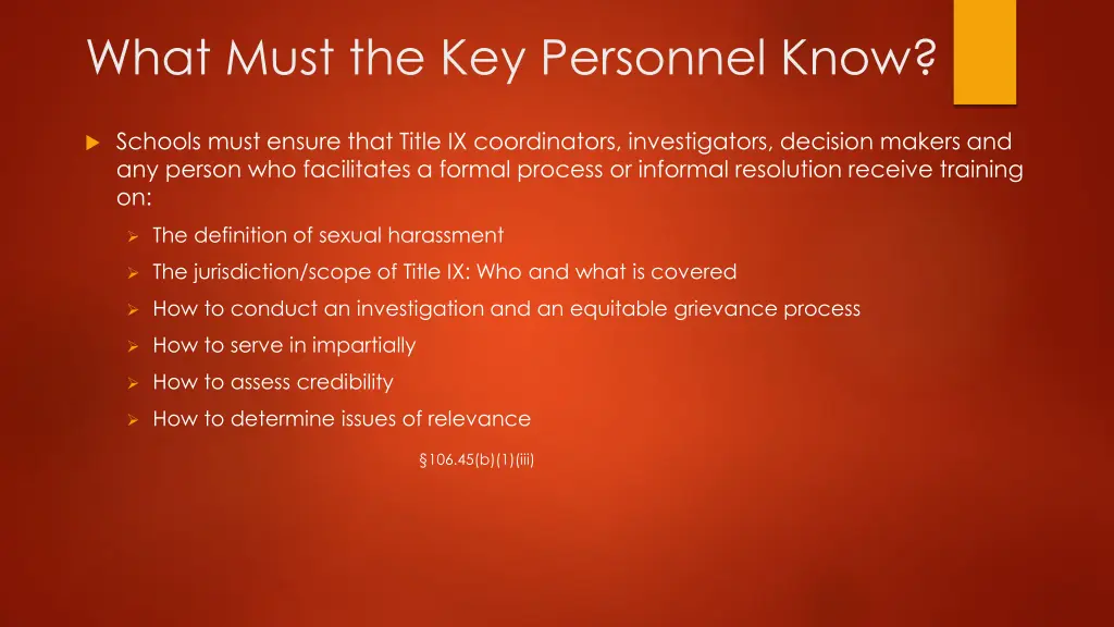 what must the key personnel know