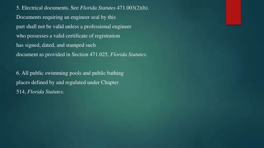 5 electrical documents see florida statutes