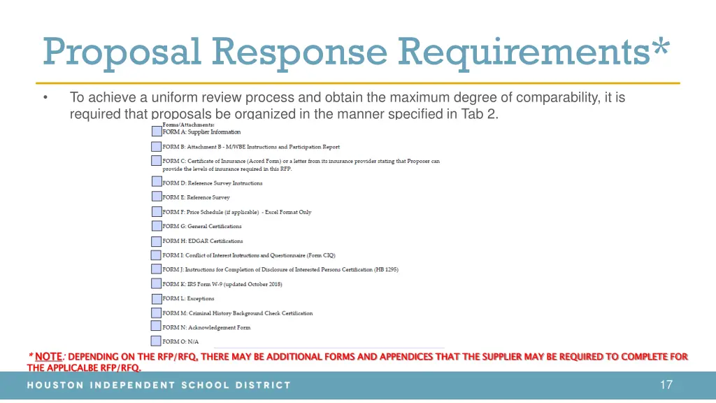 proposal response requirements