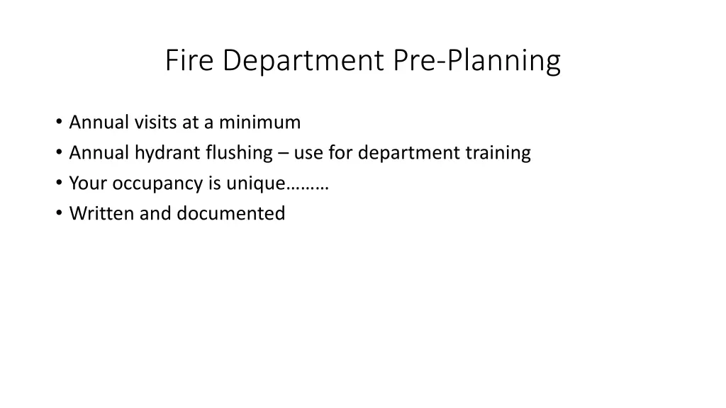 fire department pre planning