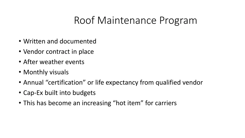 roof maintenance program