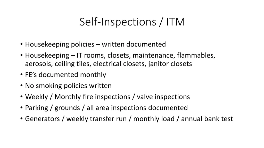 self inspections itm