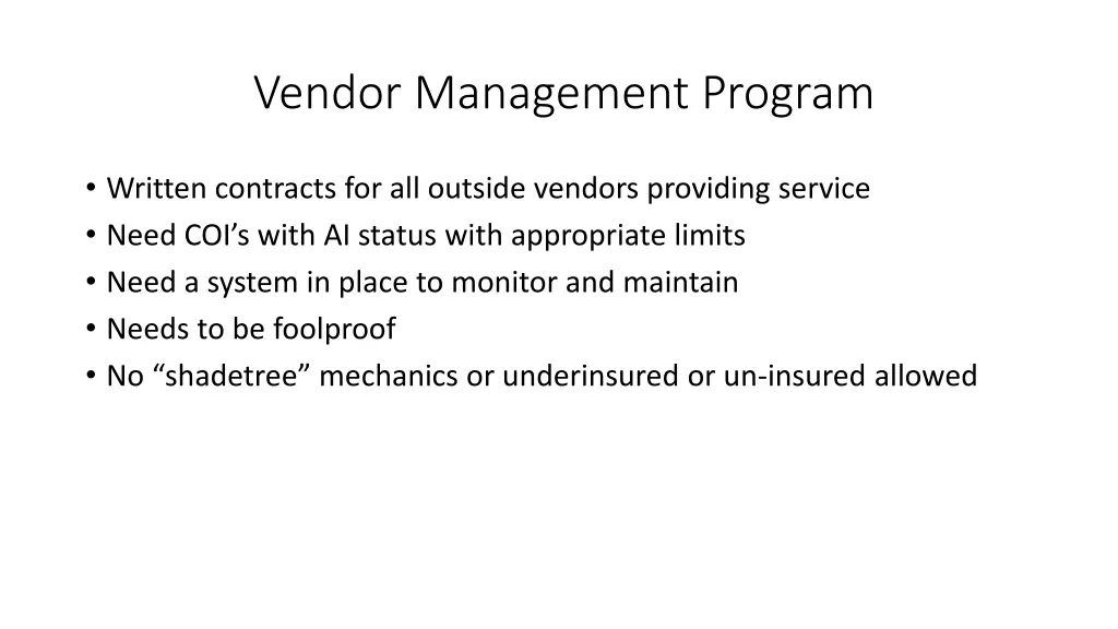 vendor management program