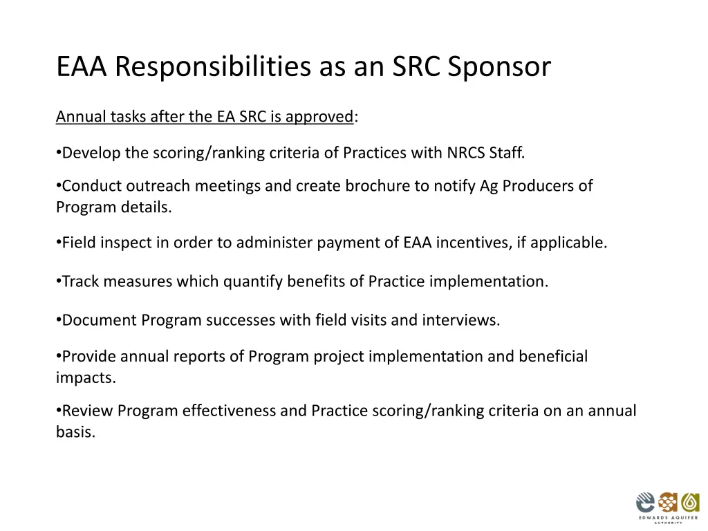 eaa responsibilities as an src sponsor 1