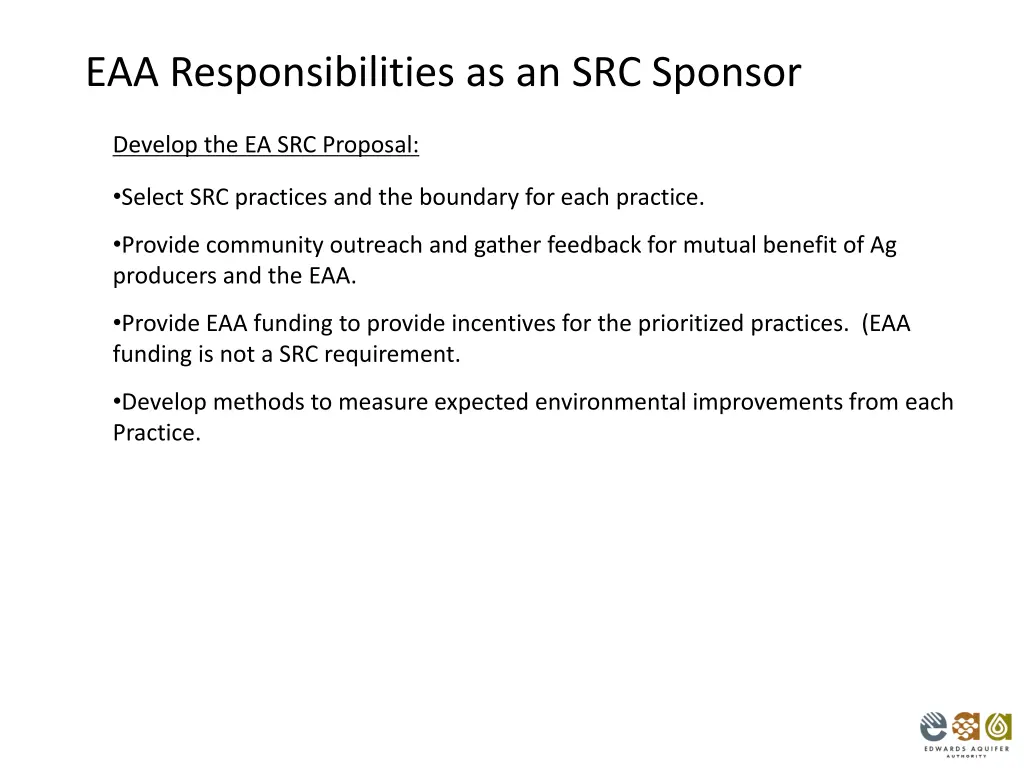 eaa responsibilities as an src sponsor