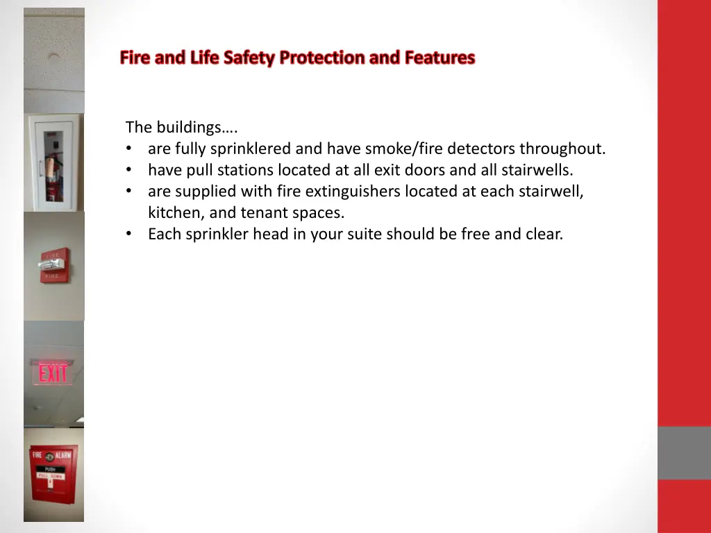 fire and life safety protection and features