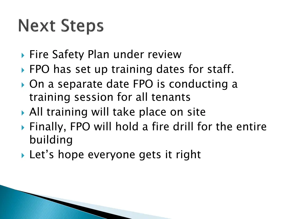 fire safety plan under review