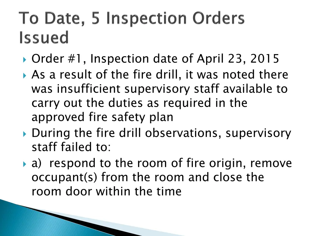 order 1 inspection date of april 23 2015