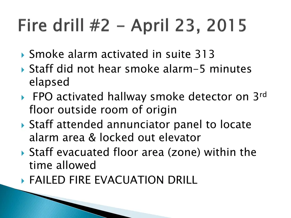 smoke alarm activated in suite 313 staff